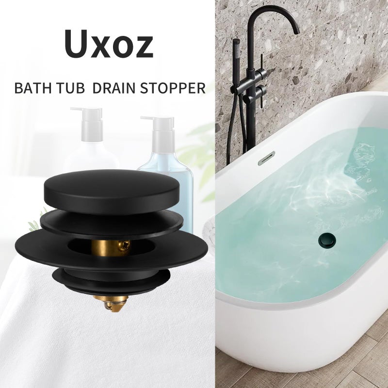 Uxoz Bathtub Drain Stopper  Uxoz Universal Tub Stopper for Replacing Tip Toe/Trip Lever/Lift&Turn Tub Drain  Bath Tub Drain Stoppers Desiged for 1.5"" to1.72 Drain Hole with 3 O-Rings  Matt Black - Image 2